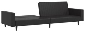 Sofá-cama de 2 lugares couro artificial preto