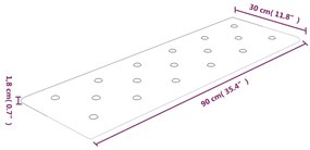 Painel de parede 12 pcs 90x30 cm couro artificial 3,24 m² preto