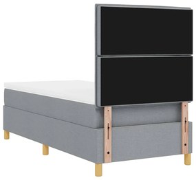 Cama Box com Colchão &amp; Luz LED Cinza Claro 90x200 cm Tecido