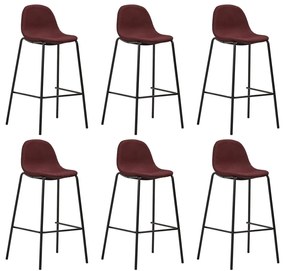 vidaXL Cadeiras de bar 6 pcs tecido vermelho tinto
