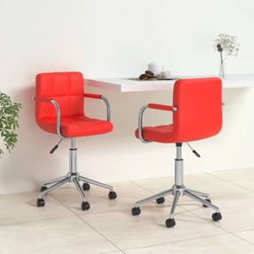 vidaXL Cadeiras de jantar giratórias 2 pcs couro artificial vermelho