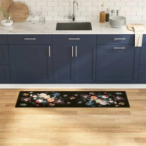 vidaXL Tapete de Cozinha Floral Flores 45 x 150 cm Veludo