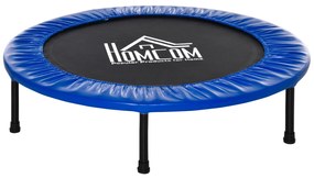 HOMCOM Cama Elástica Fitness Ø100cm Trampolim de Aço com 36 Molas com Protetor de Borda Incluido para Treinamento Interior Carga 100kg Preto e Azul