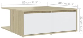 Mesa de centro derivados de madeira branco e carvalho sonoma