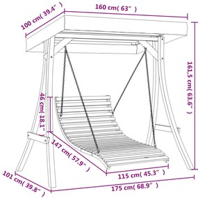 Cama baloiço c/ toldo abeto maciço c/ acabamento em teca