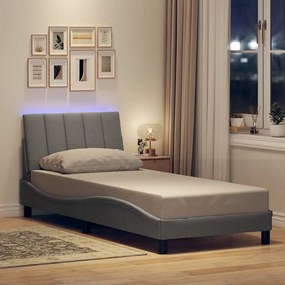 Estrutura de cama sem colchão 90x190 cm tecido cinzento-claro