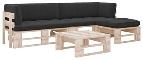 vidaXL 4 pcs conj. lounge paletes c/ almofadões pinho impregnado