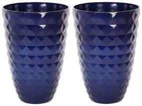 Conjunto de 2 vasos para plantas em fibra de argila azul marinho 42 x 42 x 59 cm FERIZA Beliani