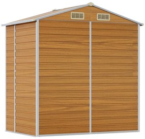 Abrigo de jardim 191x130x198 cm aço galvanizado castanho-claro