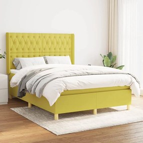 vidaXL Cama com molas/colchão 140x190 cm tecido verde