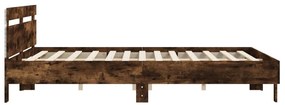 Estrutura cama c/ cabeceira/luzes LED 200x200cm carvalho fumado