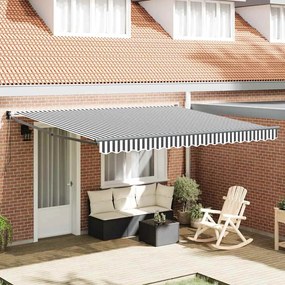 Toldo retrátil 4x3 m tecido e alumínio antracite e branco