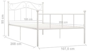 Estrutura de cama 100x200 cm metal branco