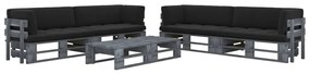 vidaXL 6 pcs conj. lounge paletes c/ almofadões pinho impregnado cinza