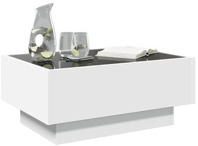 Mesa de centro c/ LEDs 70x50x30 cm derivados de madeira branco
