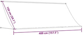 Toldo retrátil 400x150 cm tecido e aço antracite