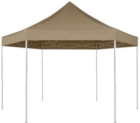 Tenda pop-up hexag. dobrável 3,6x3,1m 220g/m² cinza-acastanhado