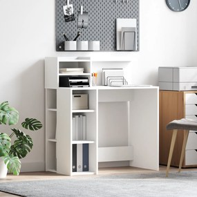 vidaXL Mesa com Armazenamento Branca 90x48x101.5 cm Madeira Engenheirada