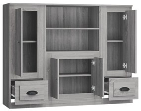 Armários altos 3 pcs derivados de madeira cinzento sonoma