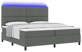 Cama Box com Colchão e LED - Cinza Escuro 200 x 200 cm de Tecido