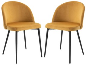 HOMCOM Conjunto de 2 Cadeiras de Sala de Jantar com Asento e Encosto Acolchoados Estofadas em Veludo 49x50x77 cm Caramelo | Aosom Portugal