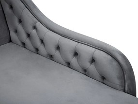 Chaise-longue à esquerda em veludo cinzento NIMES Beliani