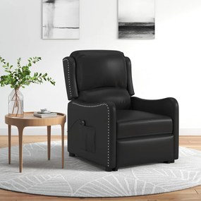 vidaXL Poltrona reclinável elétrica couro artificial preto brilhante