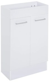 kleankin Móvel de Casa de Banho com Lavatório Cerâmico Móvel de Casa de Banho de Parede com 2 Portas Estilo Moderno 50x86x25 cm Branco