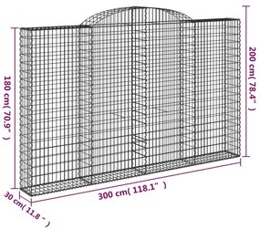 Cestos gabião arqueados 2pcs 300x30x180/200cm ferro galvanizado