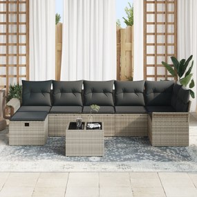 Conjunto de Sofás para Jardim de 8 Peças com Almofadas Cinza Claro de