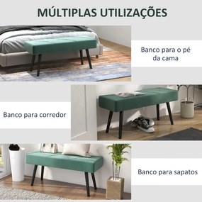 Banco Hally em Veludo de 100cm - Verde - Design Nórdico