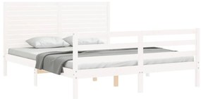 Estrutura de cama com cabeceira 160x200 cm madeira maciça