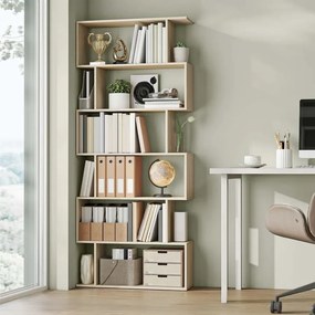 Estante elegante com 6 prateleiras 24 x 70 x 191 cm bege natural