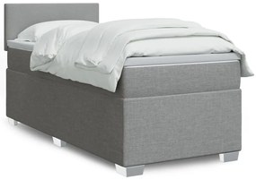 Cama com molas/colchão 90x190 cm tecido cinzento-claro