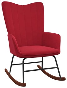 327748 vidaXL Cadeira de baloiço veludo vermelho tinto