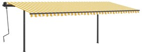 Toldo retrátil manual com LED 6x3,5 m amarelo e branco