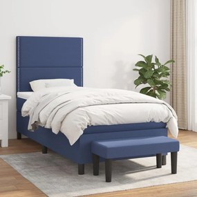 Cama com molas/colchão 90x190 cm tecido azul