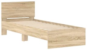 Cama sem colchão com cabeceira 75x190 cm carvalho sonoma