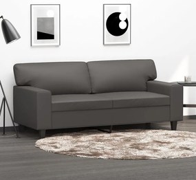 vidaXL Sofá de 2 lugares 140 cm couro artificial cinza