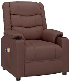 Poltrona de massagens elétrica couro artificial castanho