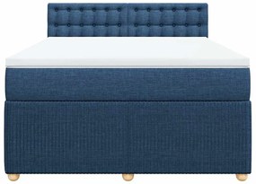 Cama com molas/colchão 140x190 cm tecido azul