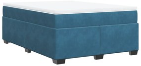 Cama com molas/colchão 160x200 cm veludo azul-escuro