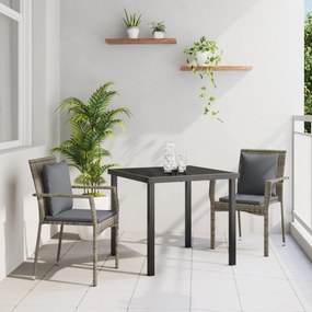vidaXL Conjunto de Jantar de Jardim com Almofadas Cinzento Vime PE