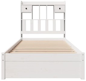 Cama com estante sem colchão 90x190 cm pinho maciço branco