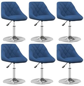 Cadeiras de jantar giratórias 6 pcs veludo azul
