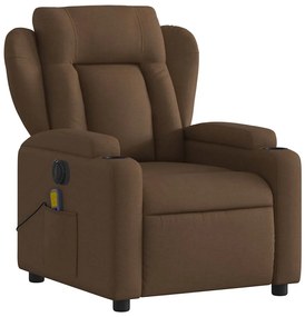 Poltrona de massagens reclinável elétrica tecido castanho