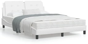 Estrutura cama c/ cabeceira couro artificial 140x190 cm branco