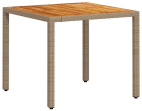 3 pcs conjunto jantar jardim c/ almofadões vime PE/acácia bege