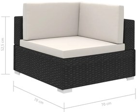 12 pcs conjunto lounge de jardim c/ almofadões vime PE preto
