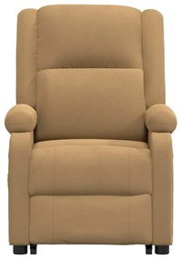 Poltrona elevatória de massagens veludo castanho